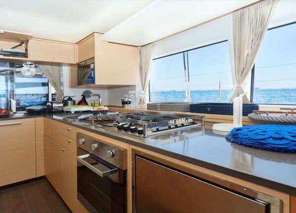 kitchen catamaran charter lagoon 560 s2 balearic islands