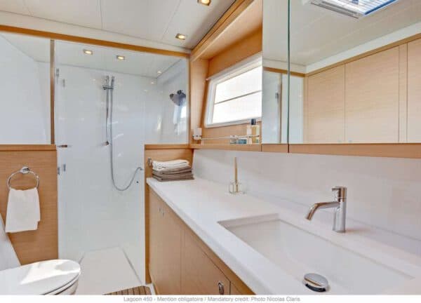 bathroom catamaran charter lagoon 450 f mallorca