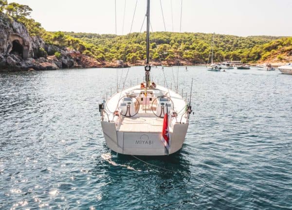 rear sailing yacht vismara marine 62 miyabi balearic islands