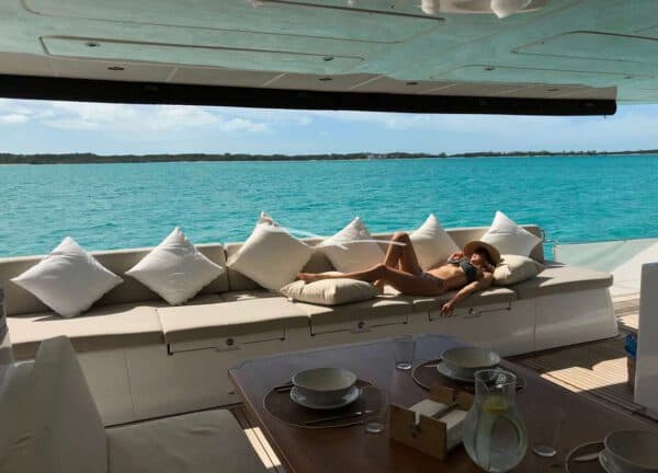 upperdeck sunbed catamaran lagoon 620 balearic islands