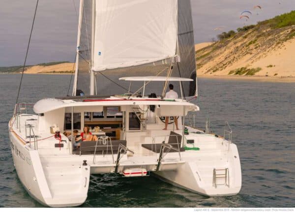 rear catamaran bareboat charter mallorca lagoon 450s